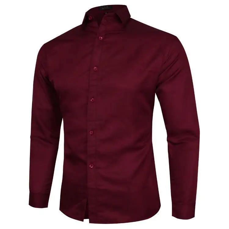 Large Mens Long Swedish Shirt Button down Collar Non Iron Treatment Long Sleeve Pure Color Versatile Inner Wear Casual Shirt view 5