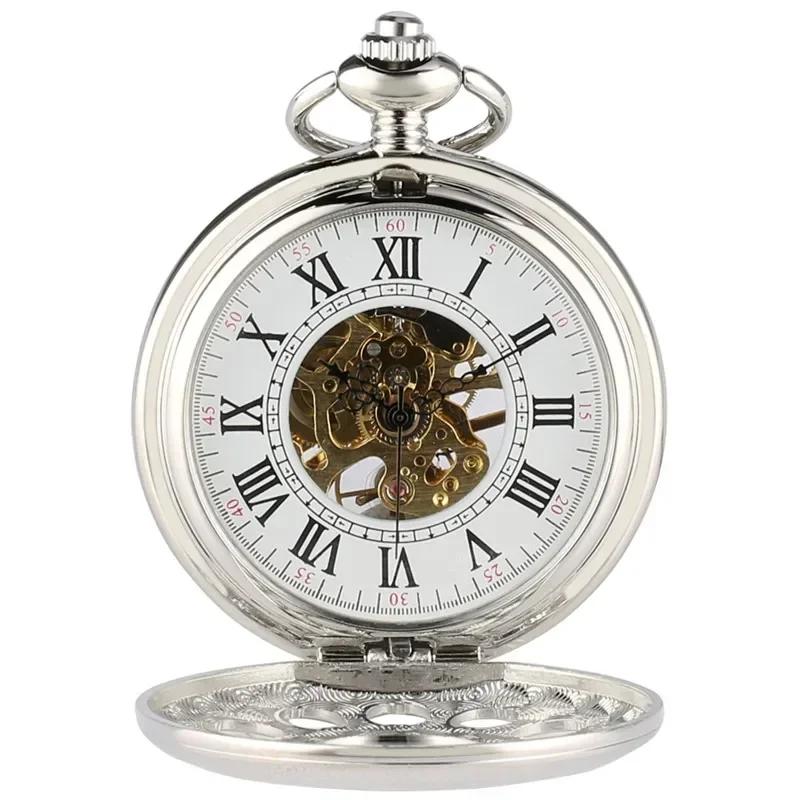رائعة الجوف الزهور الميكانيكية ساعة جيب للجنسين اليد الرياح فوب الساعات الأرقام الرومانية reloj دي bolsillo سلسلة بدلاية