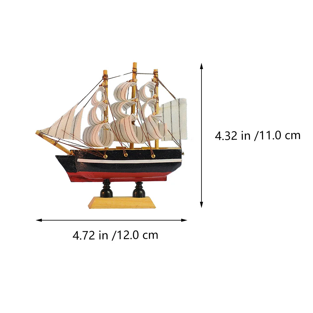 Sailing Model Ornament Wooden Boat Sailboat Decor Home Adorn Craft Miniature Delicate