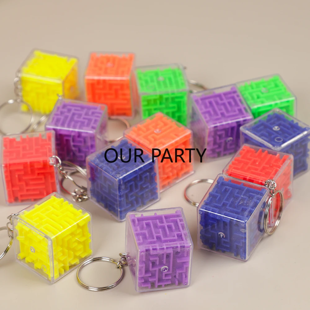 10Pcs Mini 3D Maze Puzzle Intelligence Keychain Educational Toy for Kids Birthday Party Favors School Rewards Pinata Fillers