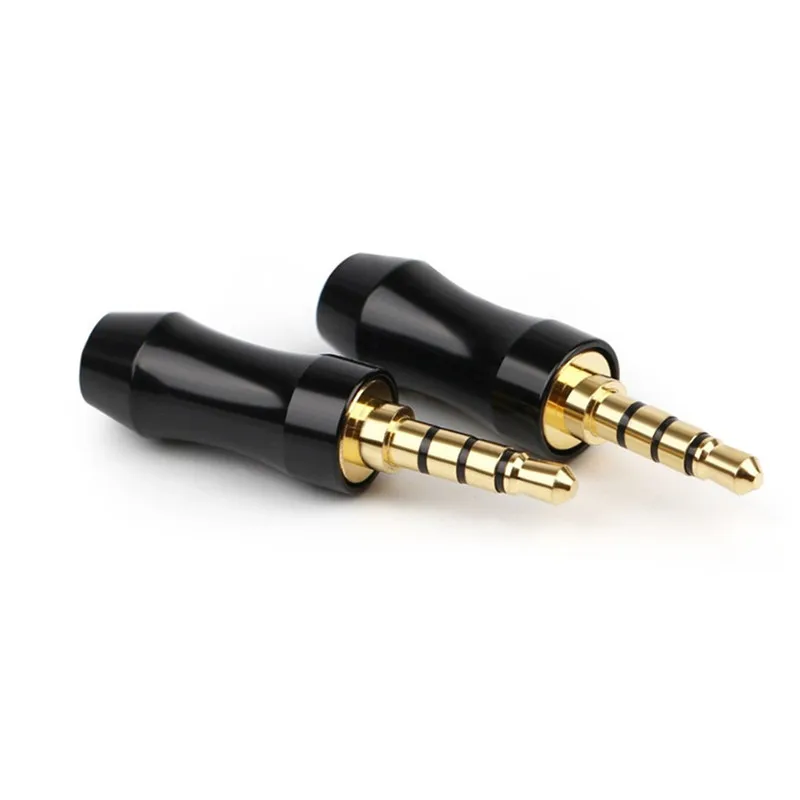 HiFi 3,5 mm Klinkenstecker 4-poliger Audiostecker Unterhaltungselektronik Stecker Lautsprecherklemme zum Löten Kopfhörerkabel Schwarz Silber – Detail 2