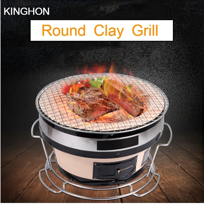 Portable Yakitori Clay Stove Round Japanese HIBACHI Style Konro Grill Shichirin Hida Table-top Charcoal Grill for Restaurant