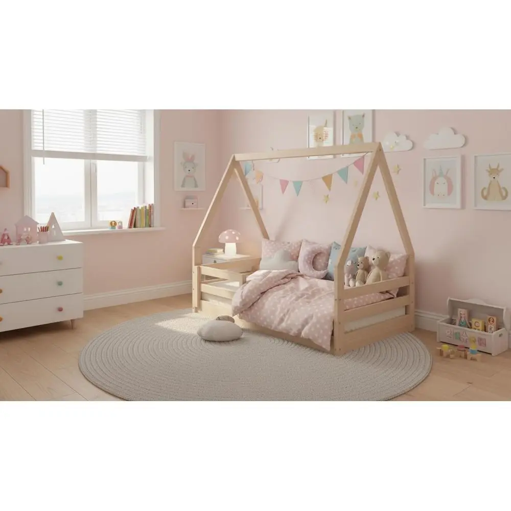 

Toddler Loft Bed - Solid Pine Wood - Low to Floor Design - With or Without Rail - Child Safe - Easy Assembly