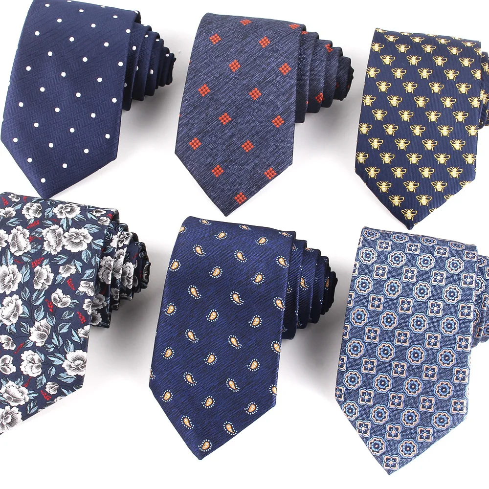 Navy Blue Men Ties Suits Men\'s Neck Tie For Wedding Necktie For Groomsmen Fashion Floral Paisley Ties For Men Women Good Gifts