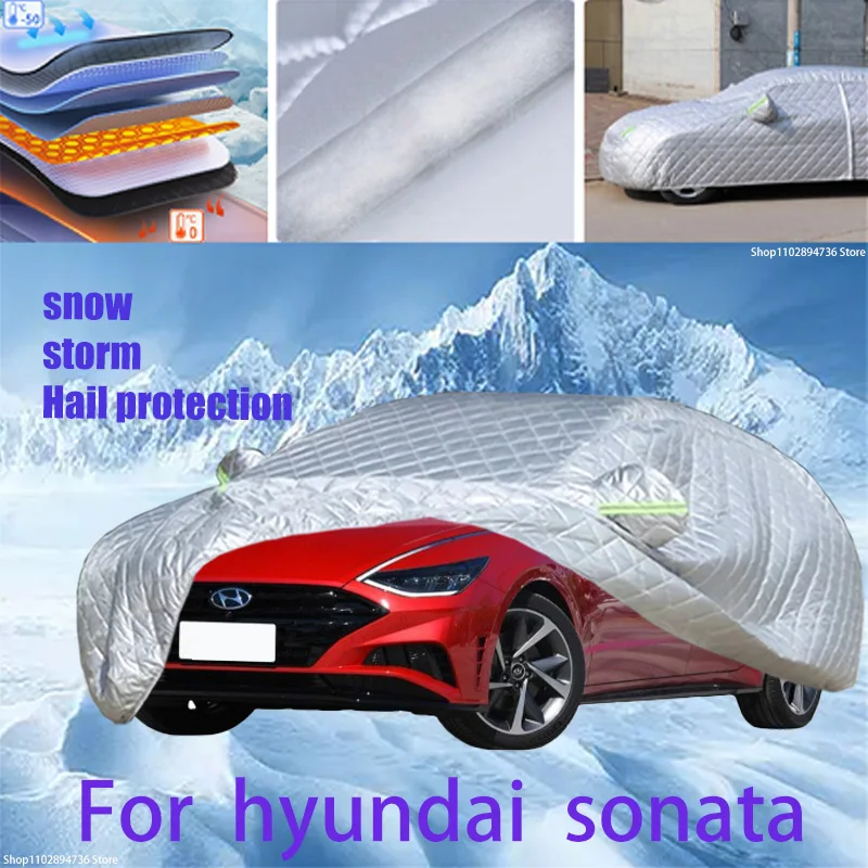 Voor Hyundai Sonata Outdoor Katoen Verdikte Luifel Voor Auto Anti Hagelbescherming Sneeuwhoezen Zonnescherm Waterdicht Stofdicht