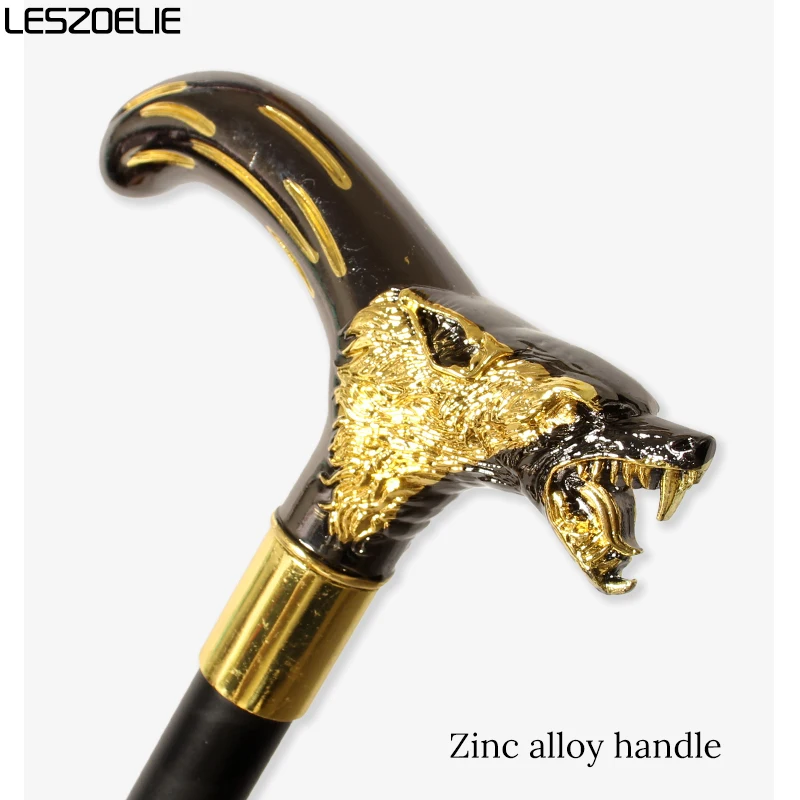 91 см золото с черной волчьей головой, мужская роскошная трость, модная декоративная ручная трость, элегантная винтажная палка для женщин