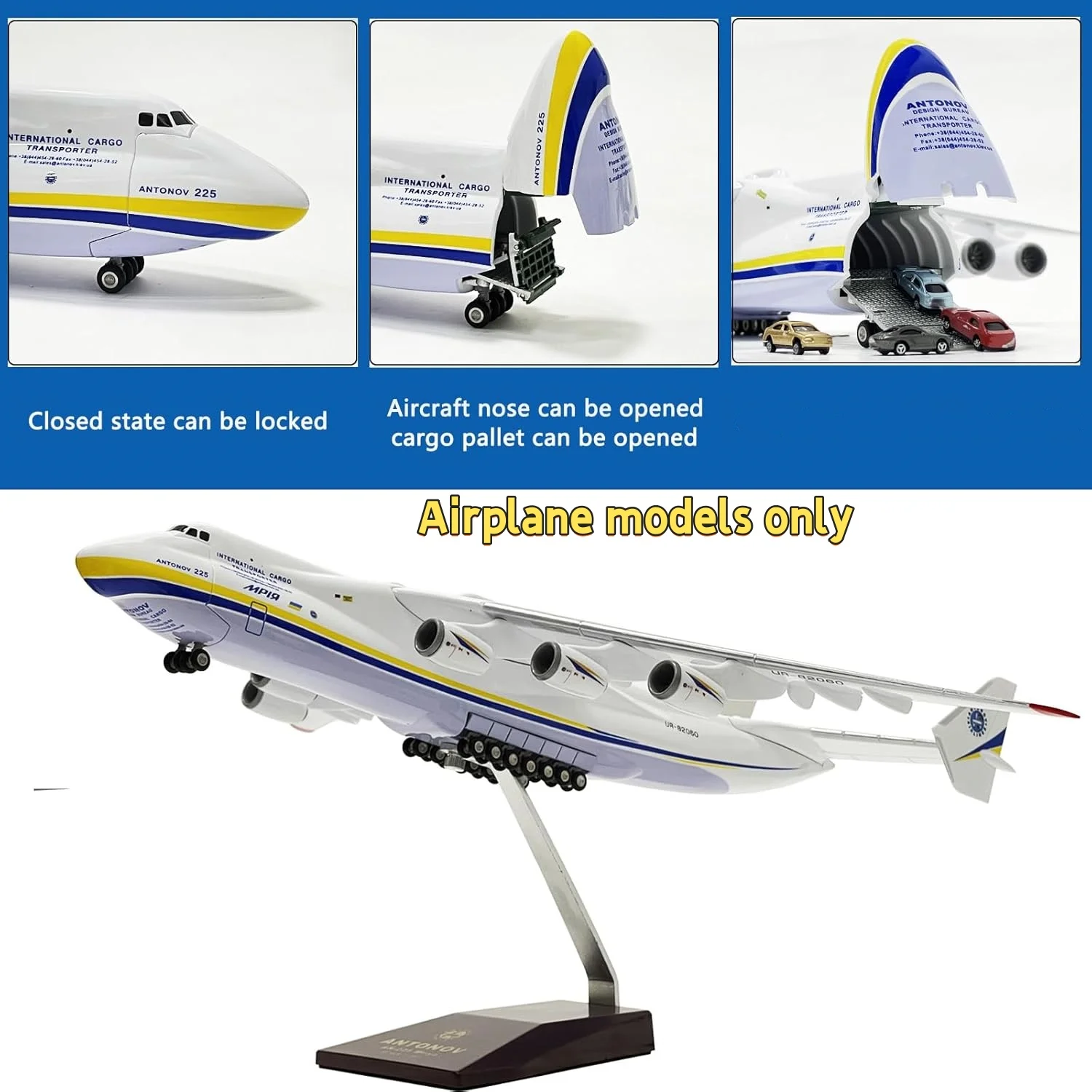 1:200 Scale 42CM AN225 Model Airplane Openable Cabin 17-inch Length Resin Aircraft Model Gifts and Collectible Miniatures