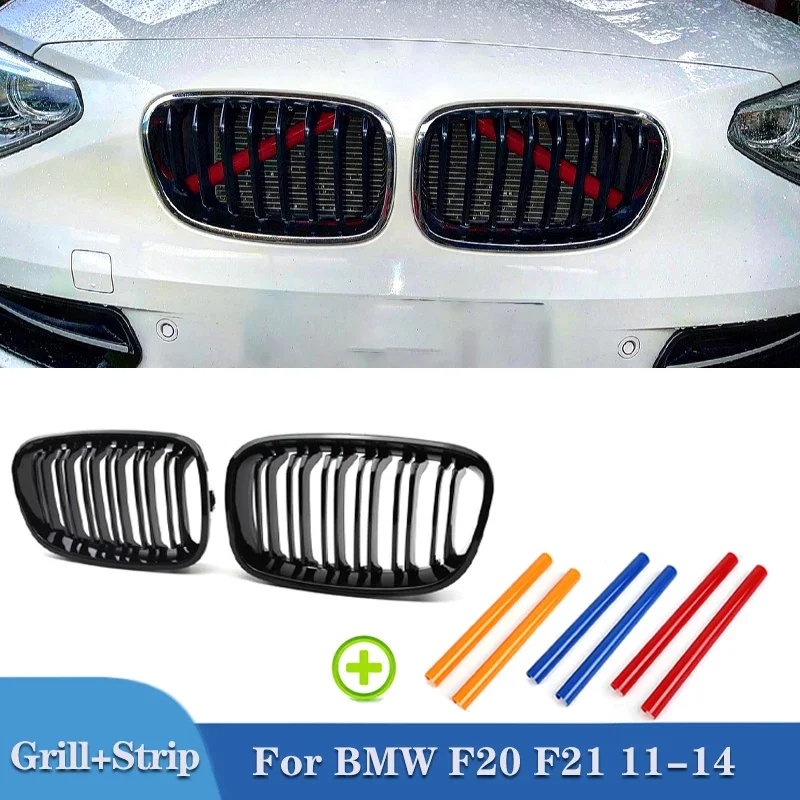 

Pulleco Car Front Bumper Grille Kidney Replacement Grilles Trim Strips For BMW 1 Series F20 F21 116i 118i 11-14 Racing Grills