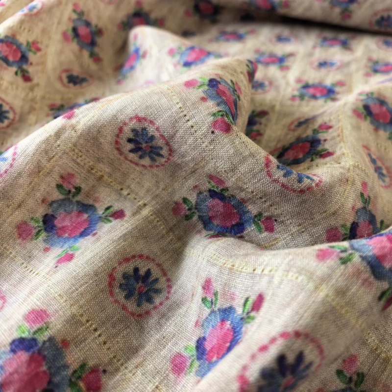 Pure Linen Printed Fabric for Hand Sewing - Ideal for Crafting And DIY Projects