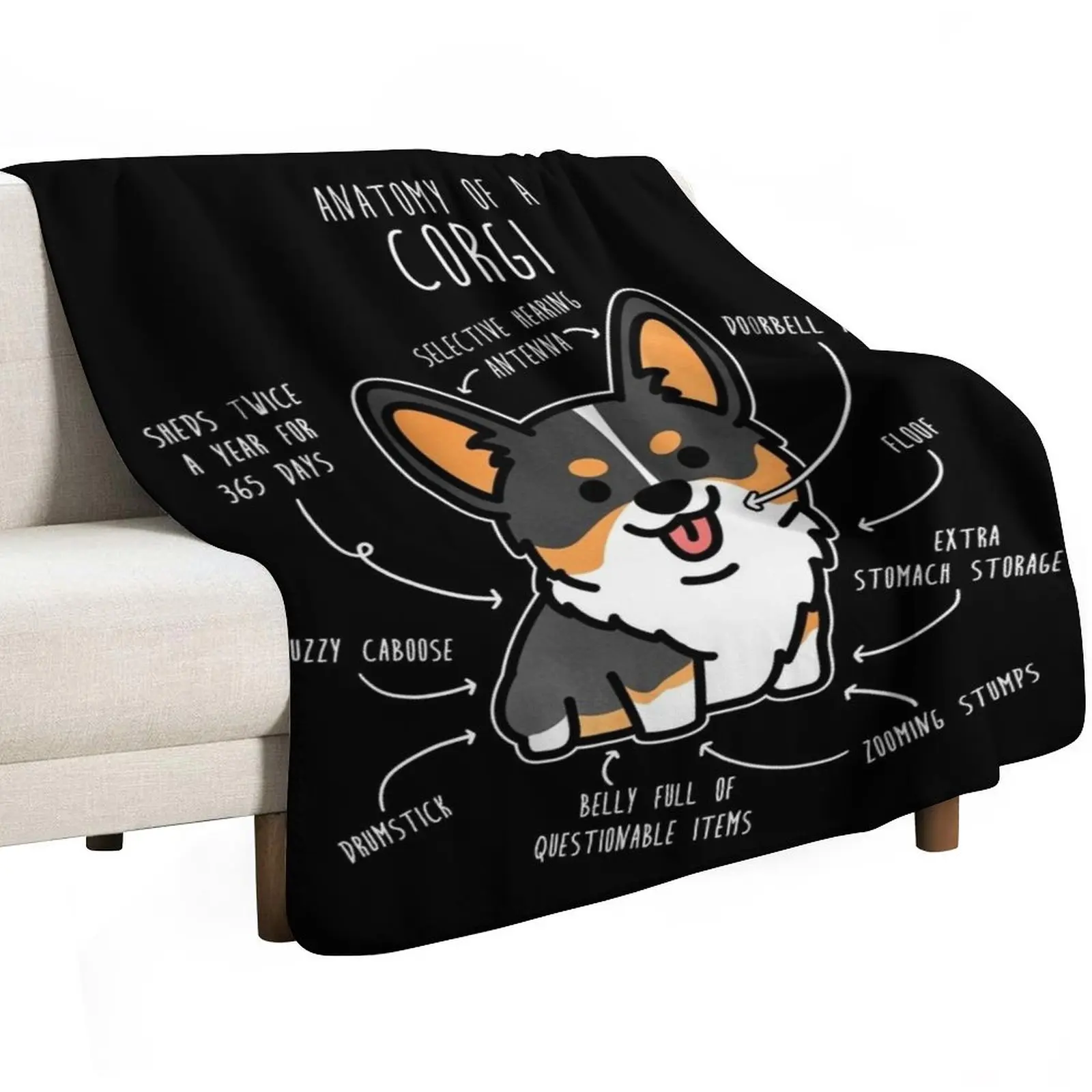 Corgi Tri Color Dog Anatomy Throw Blanket Sofa Throw Tourist Decorative Sofa Plaid Blankets For Sofas Sofas Blankets