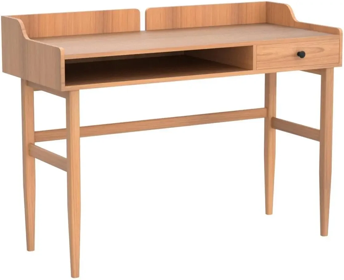 for  Desk with Scandinavian Flair, Computer or Laptop Desk, Writing Desk with Drawer and Open Storage Cubby, Small Spac