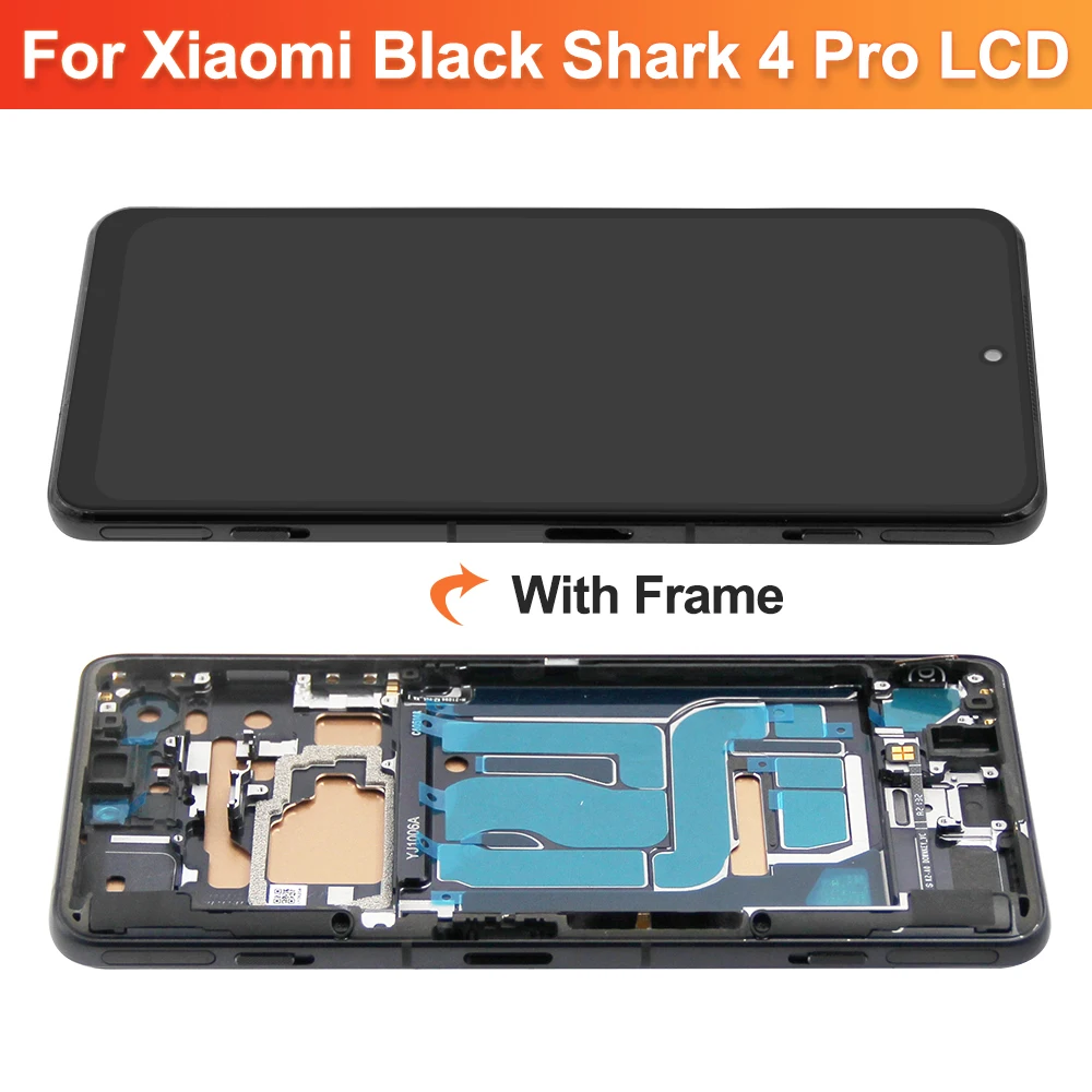 Super AMOLED Screen for Xiaomi Black Shark 4 Pro SHARK PAR-H0 Lcd Display Touch Screen with Frame for Xiaomi Black Shark 4