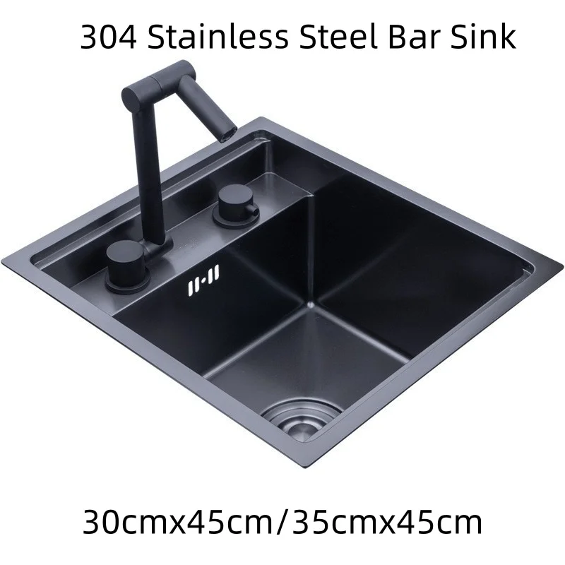 304 Stainless Steel Bar Sink Small Kitchen Sink Hidden Cup Washer Single Slot With Lid Balcony Garden ﻿