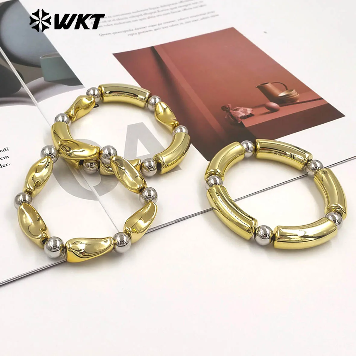 ​WT-JF375 WKT Nice Popular Yellow Brass Bracelet Can Be Adjustable  With 18k Real Gold Plated For Women ACC