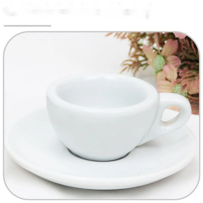 Nuova bocca rotonda addensata Espresso bianco caffè italiano concentrato tazza piattino 50ml tazza da caffè in ceramica isolata spessa porcellana