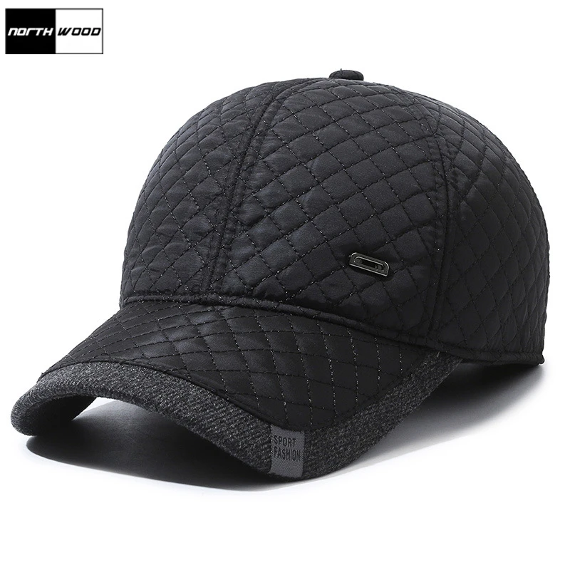 Zimowa czapka z daszkiem dla mężczyzn z północnego drewna nauszniki na zewnątrz czapka typu Snapback męskie utrzymują ciepło bawełniane czapki