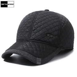 Zimowa czapka z daszkiem dla mężczyzn z północnego drewna nauszniki na zewnątrz czapka typu Snapback męskie utrzymują ciepło bawełniane czapki Trucker Gorras Hombre Size56-60cm