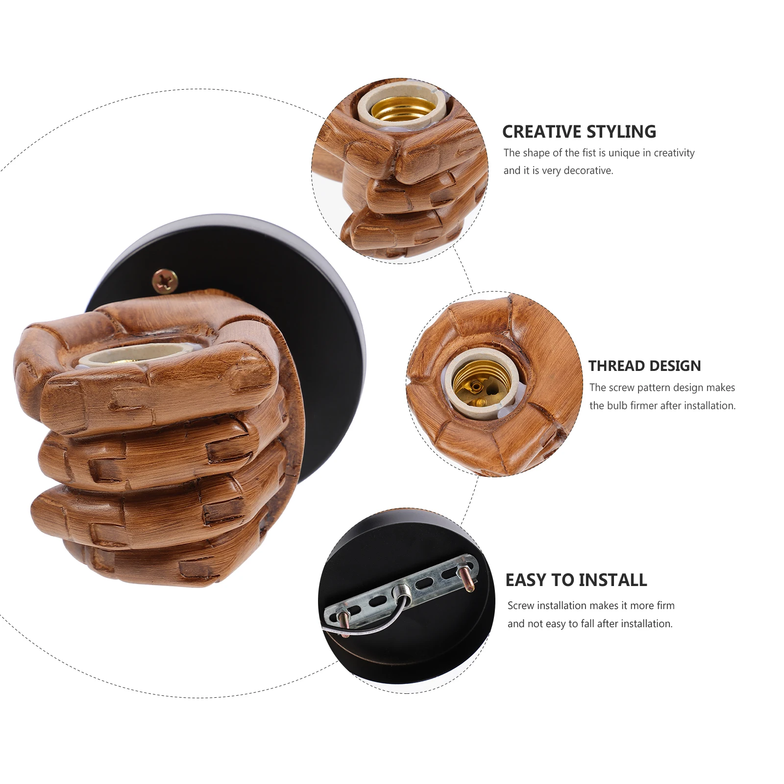 

1Set Retro Wall Light Holder Resin and Iron E27 Lamp Socket Bulb Base for Indoor Outdoor Bedroom Corridor Garden Lighting