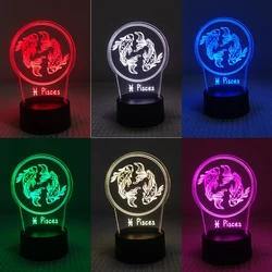 Ночник «Рыбы 12 знаков зодиака» — акрил, 7-цветный переключатель, спальня и подарок