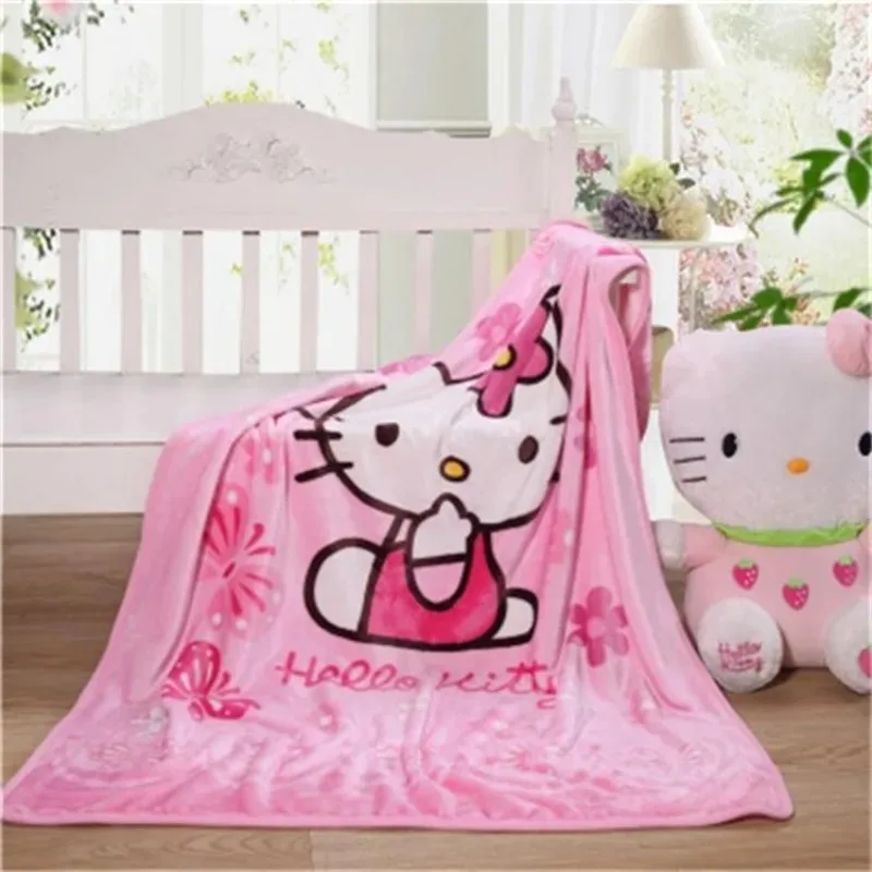 Sanrio Hello Kitty Cinnamoroll koc miękkie puszyste dla dzieci pluszowy łóżko studenckie Sofa pojedynczy i podwójny koc prezent dla dziecka