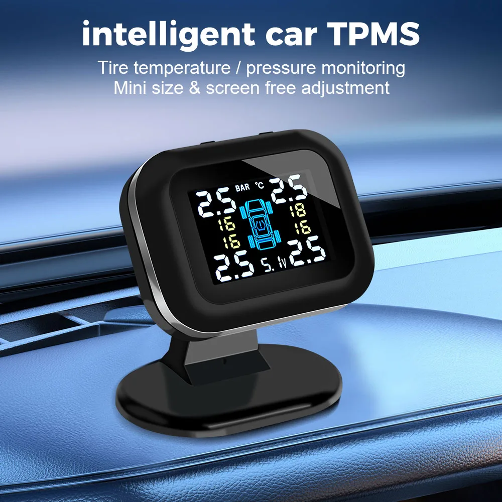 Picture 3: Mini Car Tire Pressure Monitoring System Auto Security Alarm Systems LCD Display With 4 Pcs External Sensor USB TPMS