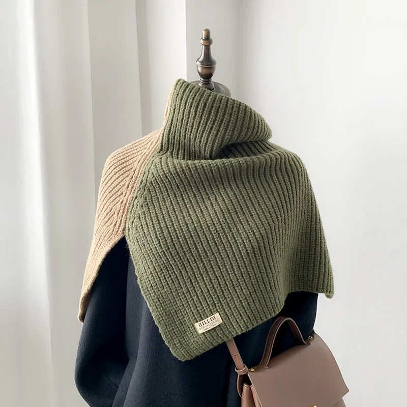 Capa de Poncho para mujer, chal de cuello alto dividido envuelto, chal de punto versátil coreano, otoño e invierno, nuevo