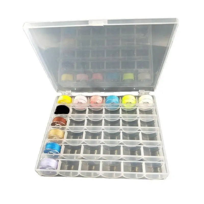 36 Grids Transparent Plastic Bobbin Box Thread Bobbin Storage Case Fit Household Sewing Machine Colorful Bobbins