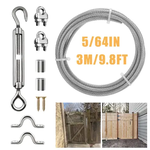 3M Wooden Fence Anti Sagging Door kit Wooden Door Repair 304 Stainless Steel PVC Coated Steel Wire Rope Fence Door Bracket