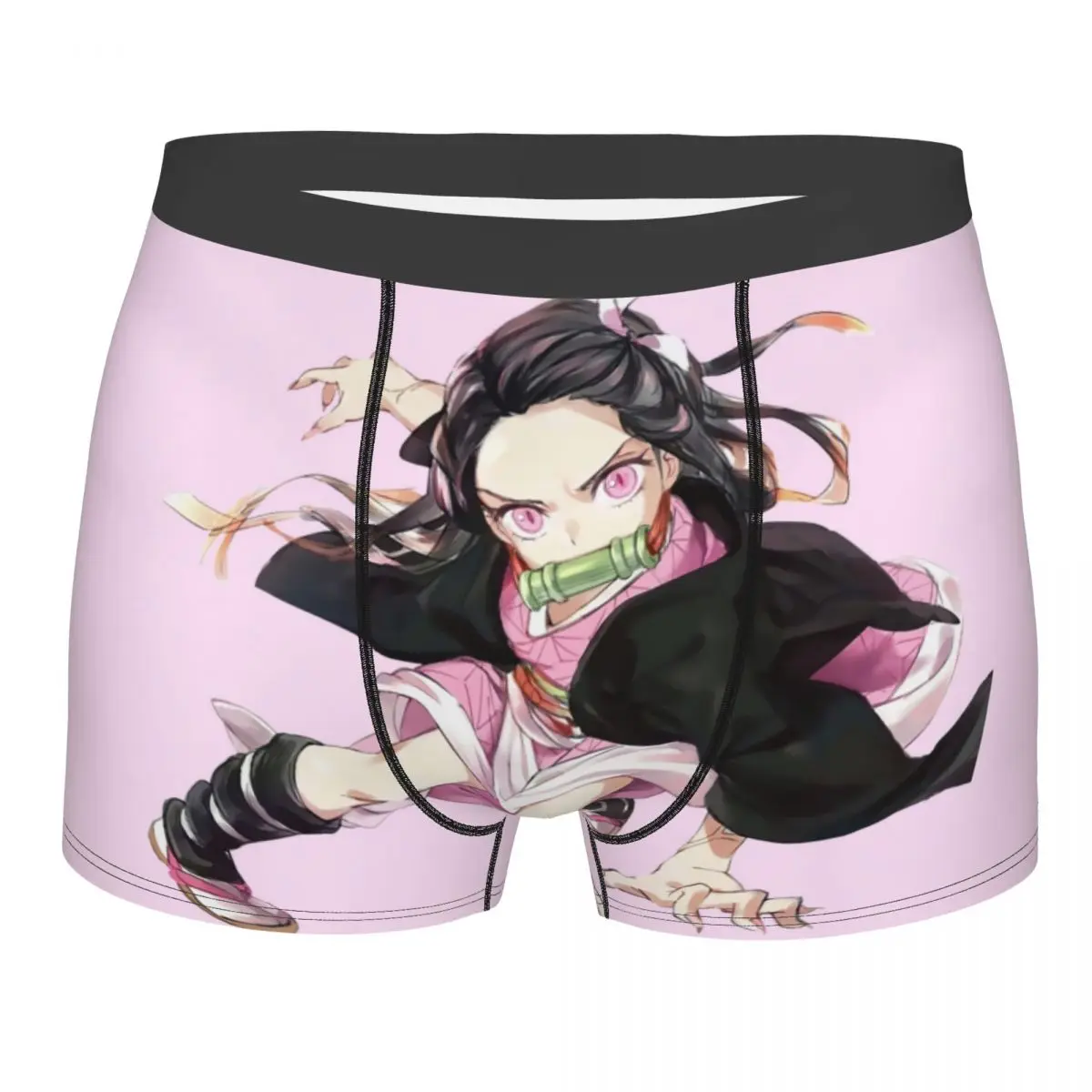 Men's Nezuko Kamado Pink Demon Slayer Boxer Briefs Shorts Panties Breathable Underwear Homme Humor Underpants