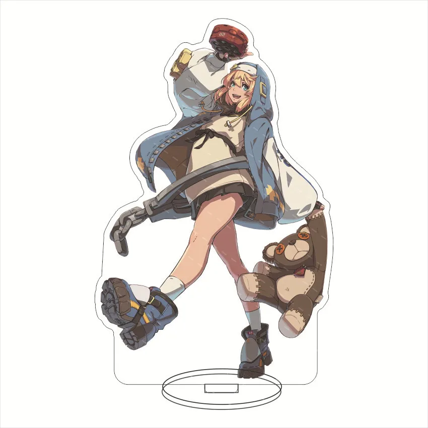 Figura de Anime Guilty Gear Bridget Baiken Faust, letrero de pie acrílico, modelo de personaje del caos feliz, decoración de escritorio, llavero de regalo