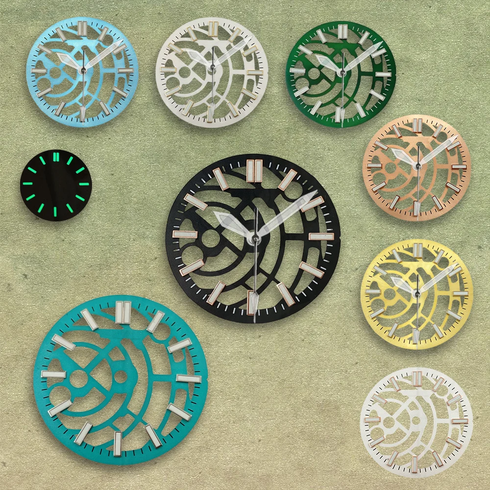 

NG S Logo 28.5mm Hollow Out Dial NH70/NH72 Movement Green Luminous Watches for men Watch Modification Accessories repair tools