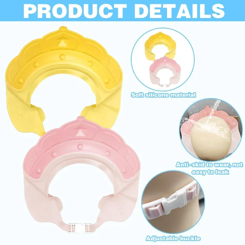 Shampoo Hat Children\'s Bath Hat Crown, Infant Shampoo Hat Waterproof and Adjustable Silicone Ear Protector Baby Tool