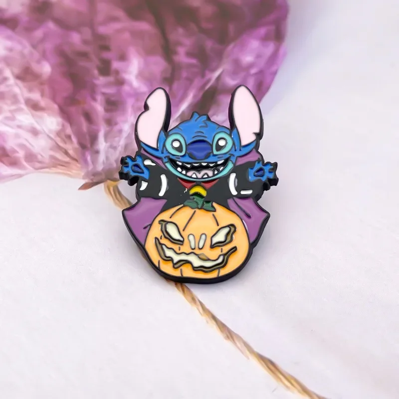 Disney Stitch Badge on Backpack Women Brooch Anime Figure Lilo & Stitch Cartoon Cute Badge Enamel Pin Lapel Pin Akcesoria Prezent