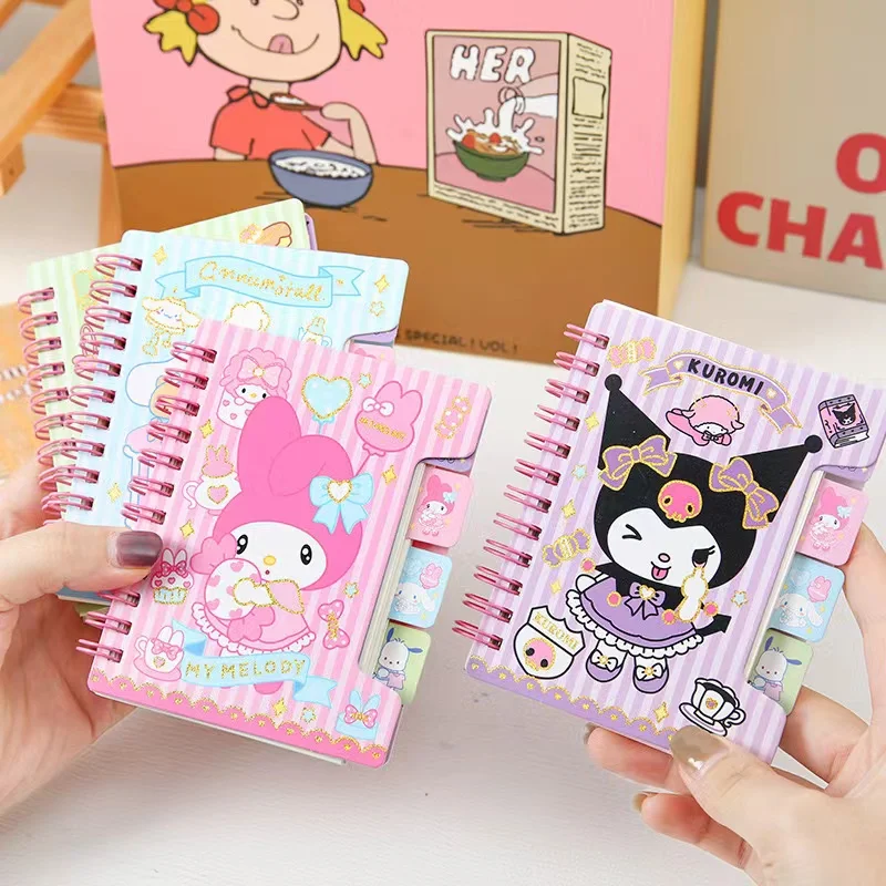 Anime Sanrio Diary Notebook My Melody Hellokitty Kuromi Cinnamoroll Cartoon Student Portable Notebook Kids Birthday Girl Gifts