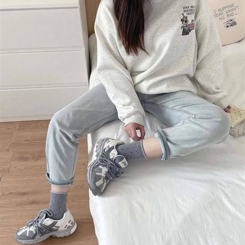 5/10 Paar Damen-Socken mit gerolltem Rand, gepunktet, mittlere Röhre, Frühling und Sommer, schweißabsorbierend, atmungsaktiv, süß, einfacher Stil, lässige Socken – Detail 12