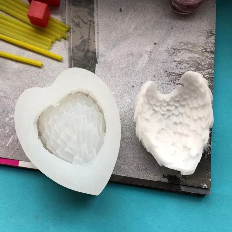 Angel Love Wings Silicone Mold Car Diffuser Stone Office Storage Epoxy Ornaments Key Candle Holder Mold Candle Making Supplies