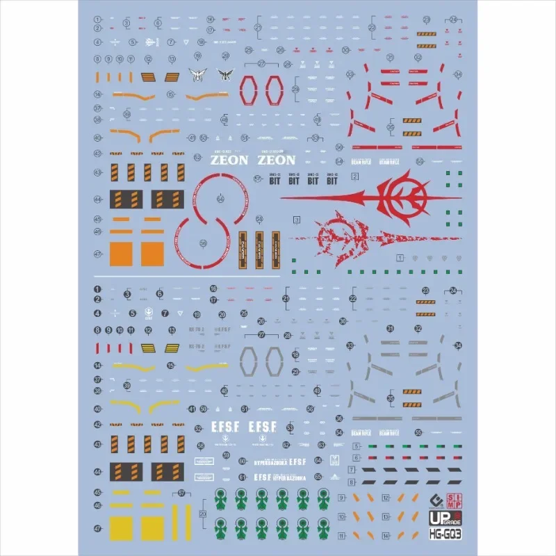 EVO Decal HG-GQ3 HG 1/144 Water Slide Decals for Gundam Scale Model Making Tools Hobby High Definition Fluorescent Water Sticker