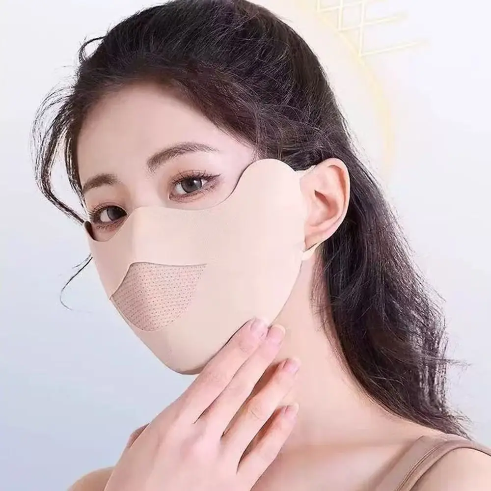 

Sun Protection UV Face Mask Quick Drying Solid Color Ice Silk Sunscreen Mask Washable UV Protection Cycling Face Cover Riding
