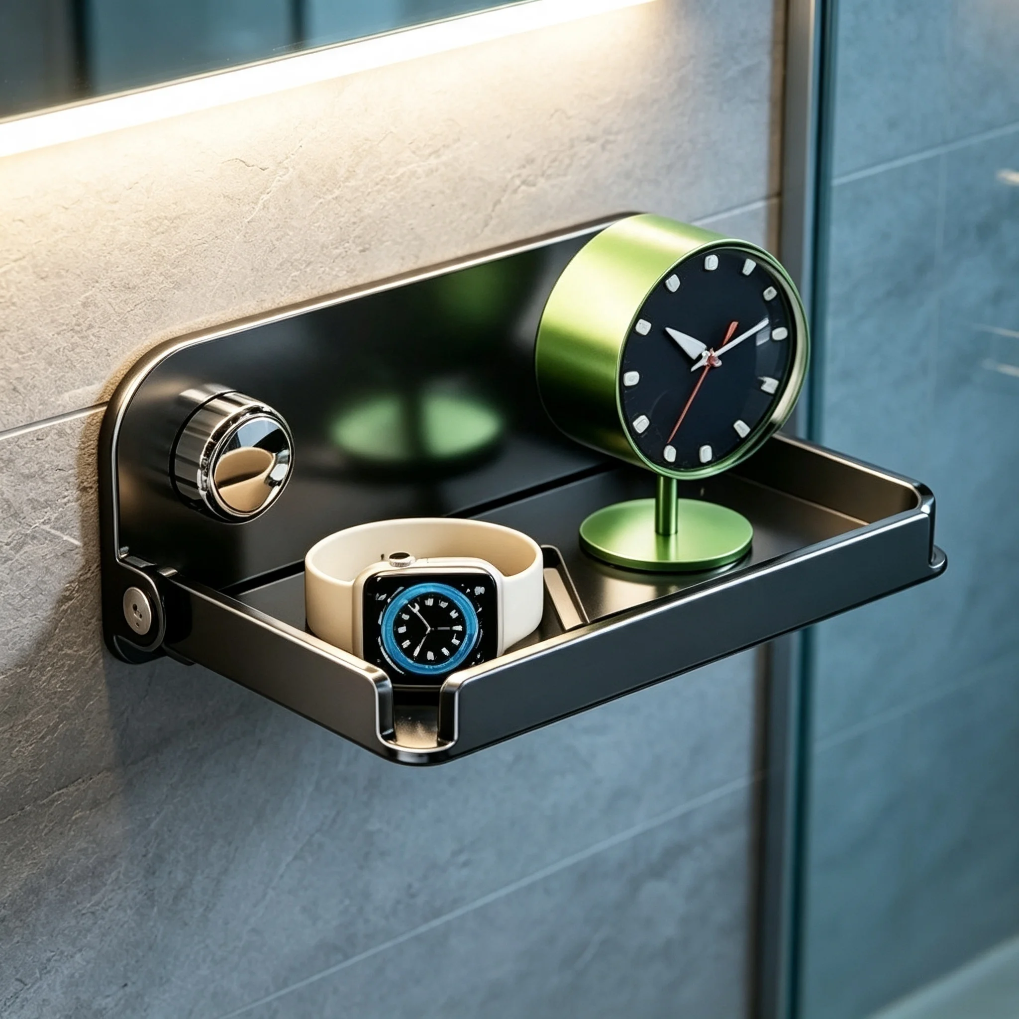 Suction Cup Wall Hanging Bathroom Rack Punch-Free Foldable Shower Shelf with Anti-drop Guardrail for Bathroom