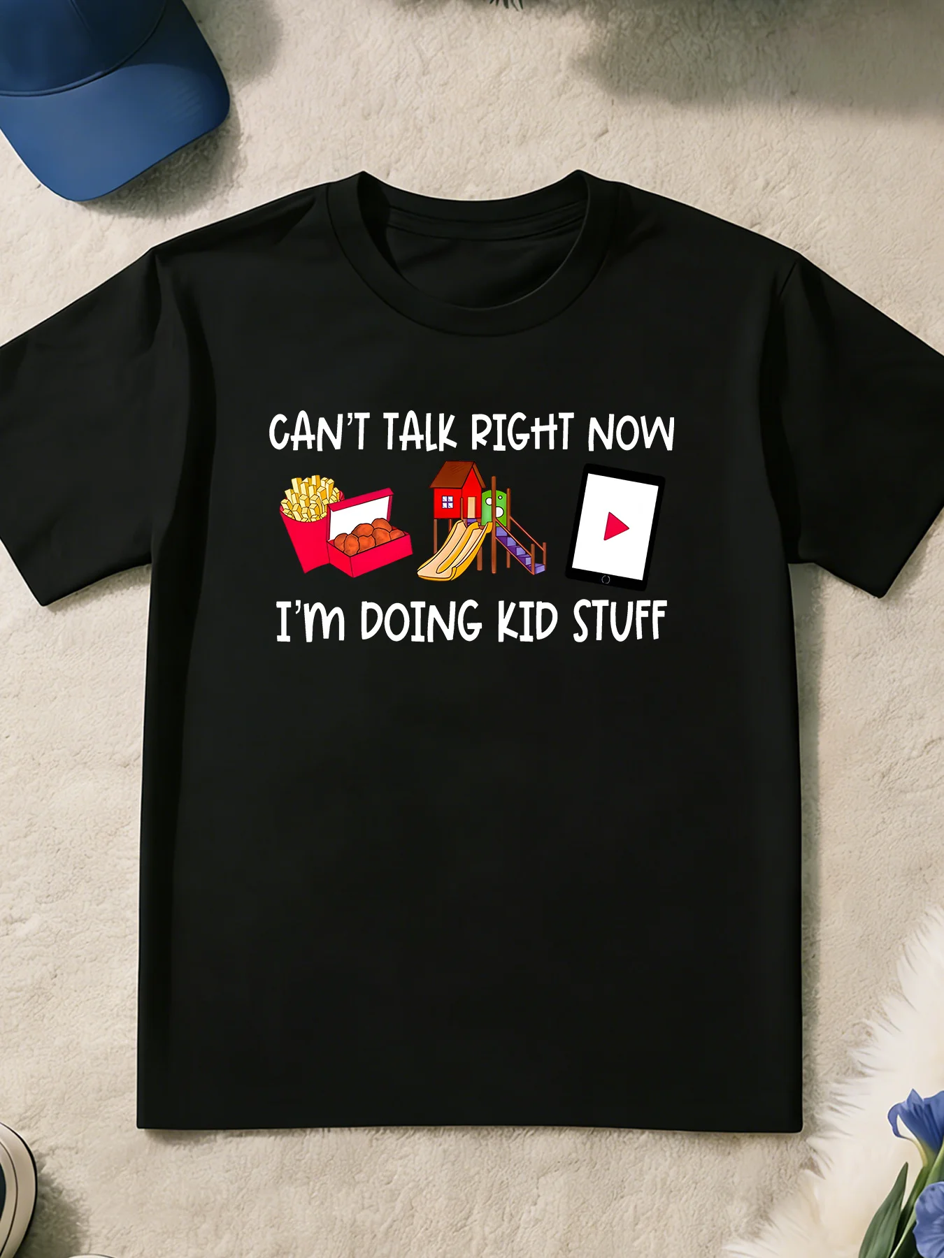 Can't Talk Right Now I'm Doing Kid Stuff Print T Shirt Boys Girls Funny Short Sleeve Tee Family Matching Kids Cotton Tops