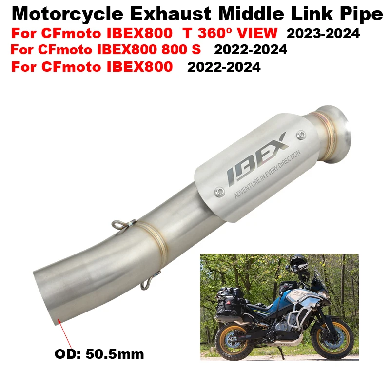 

Motorcycle Exhaust Escape Middle Link Pipe Connect 51mm Muffler For CFmoto IBEX800 800S 2022 IBEX 800 T 360º VIEW 2023 2024