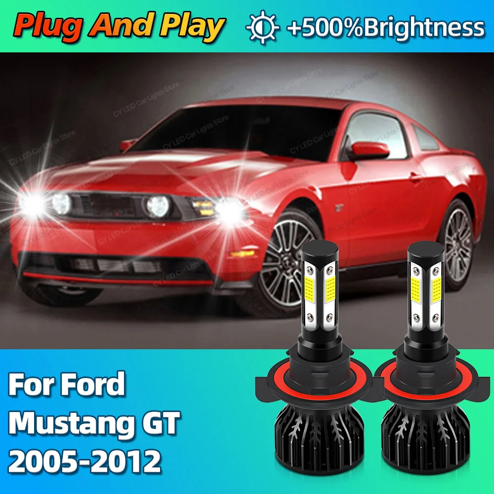 2Pcs Turbo 30000Lm Car Headlight LED Bulbs CANBUS Lights H13 9008 For Ford Mustang GT 2005 2006 2007 2008 2009 2010 2011 2012