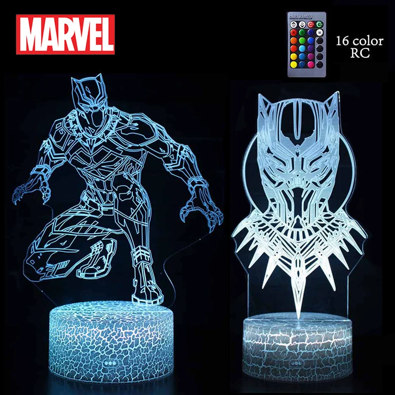 

Marvel Black Panther LED Lamps Superheroes Avengers Anime Figures Bedroom Table Lamp Colourful Night Light Decoration Kids Gifts