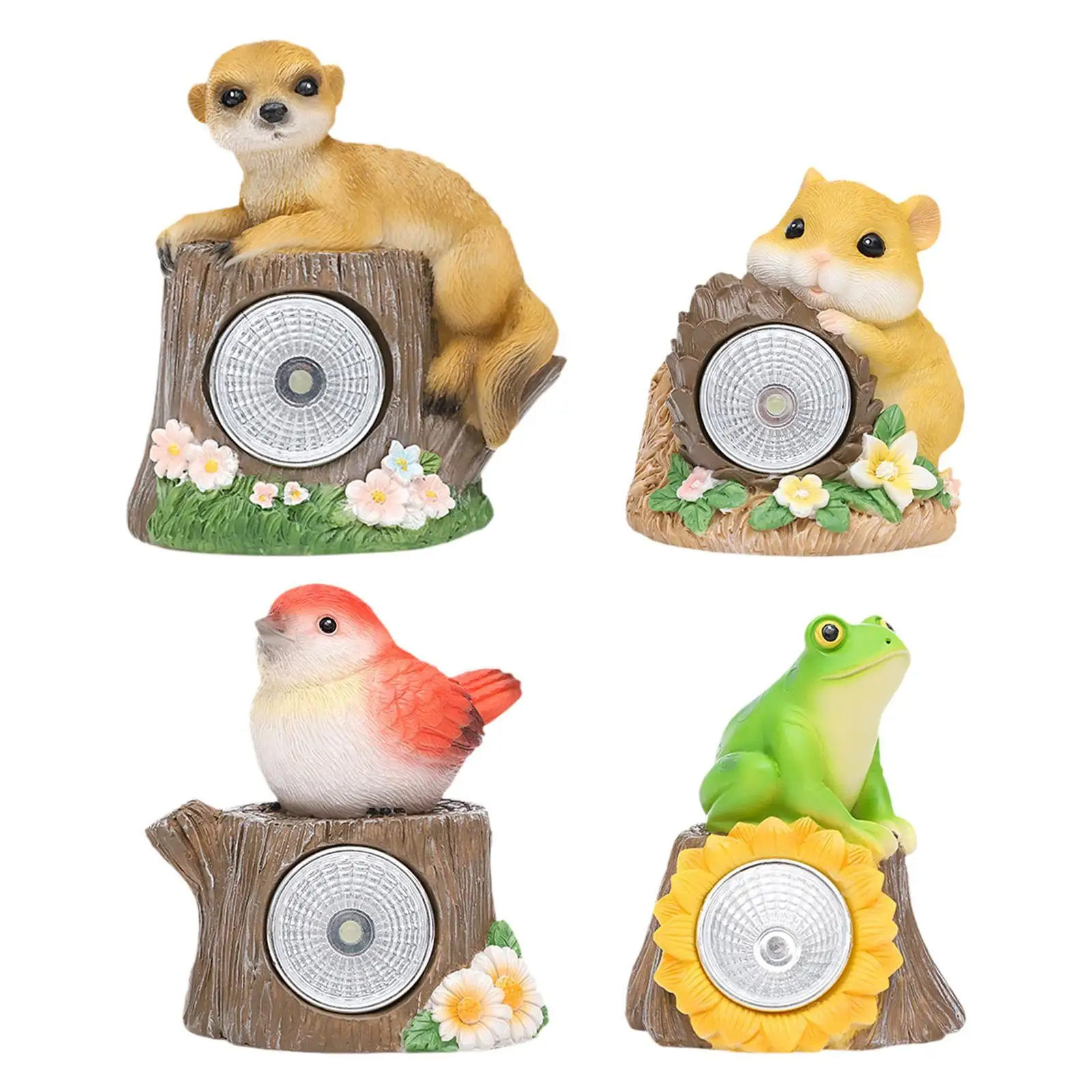 Statues de jardin solaires, grande figurine d'animal en résine, ornement lumineux pour cour, facile à utiliser pour la décoration extérieure