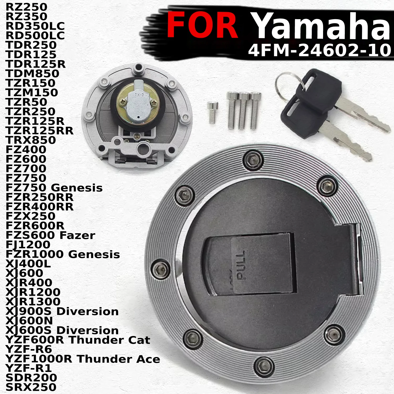Bouchon de Carburant avec Clé de Couvercle, Précieux pour Yamaha SDR200 SRX250 XJ400L TDR125 COMPANY 350LC FZR600R COMPANY 500LC FZSfemale XJ600N XJ600S Diversion