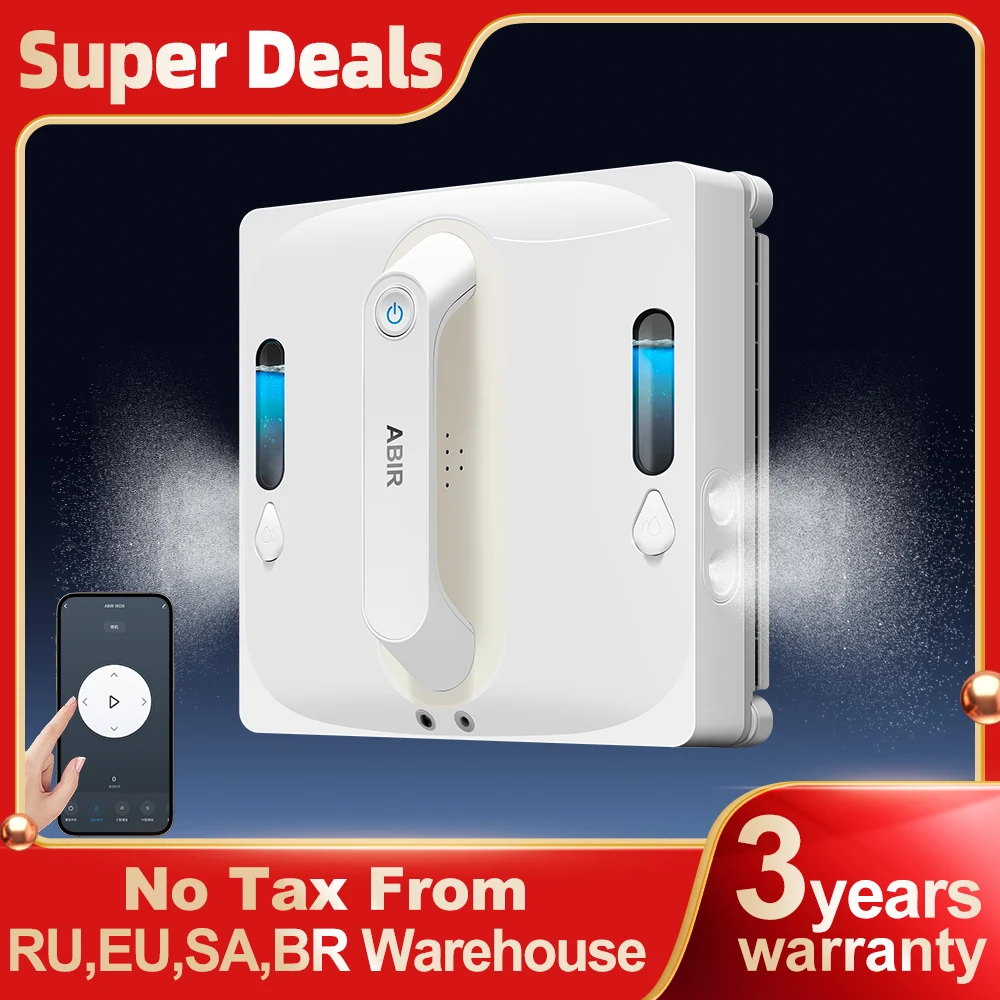 Robot de nettoyage de vitres ABIR WD9, pulvérisation d'eau à 4 voies, technologie de grattoir flottant, capteur Laser, aspiration sous vide 9000PA, mémoire intelligente