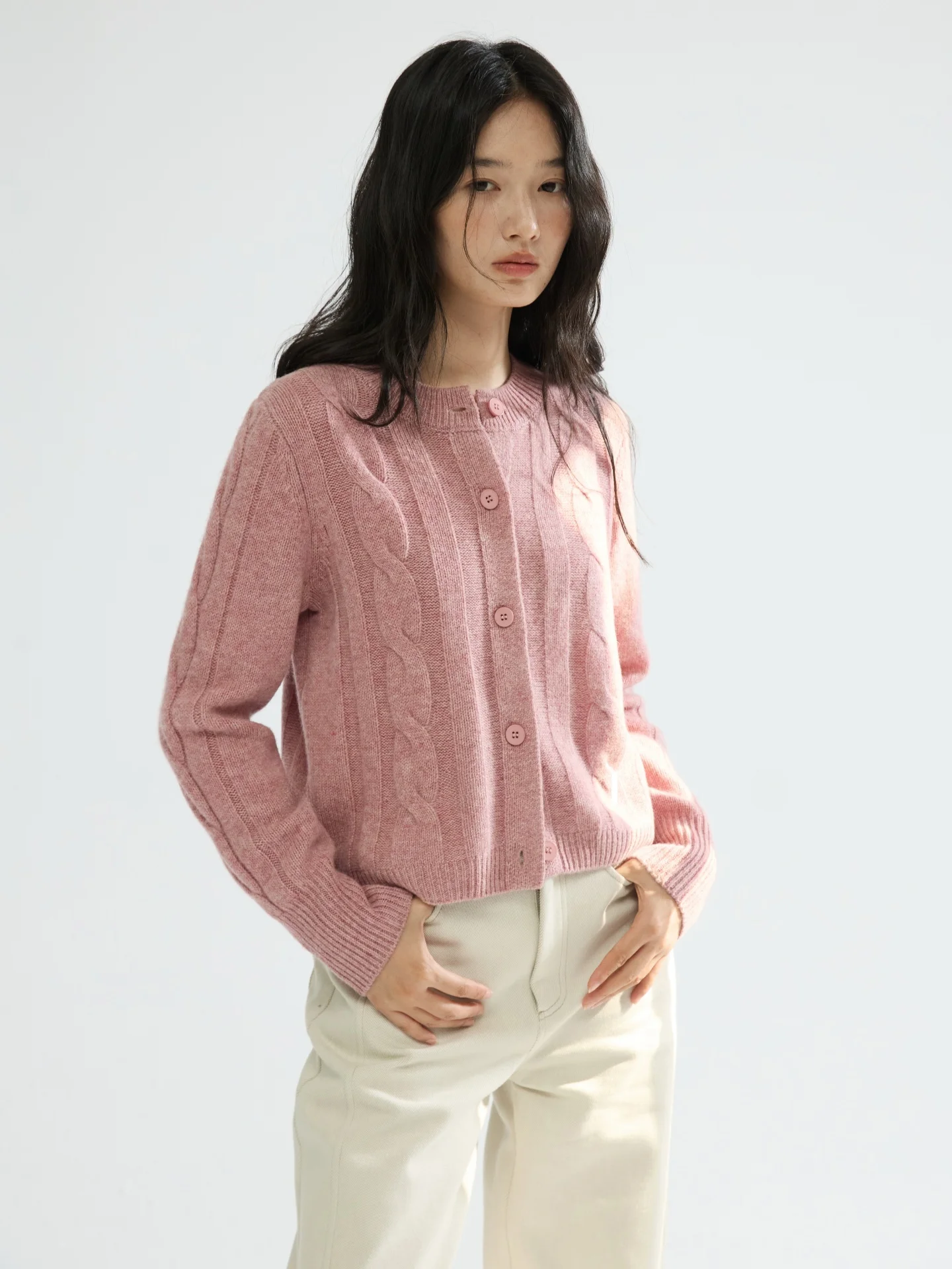 

YAO Women's Loose ort Knitted Cardigan Full Wool Twist Casual Sle Commute Sweater Warmth Comfortable Long Sve Coat