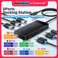 Lemorele TC122 USB C HUB Dual HDMI 4K Docking Station USB 3.0 PD 100W Type C Port for Macbook iPad M2 M1 Steam Deck
