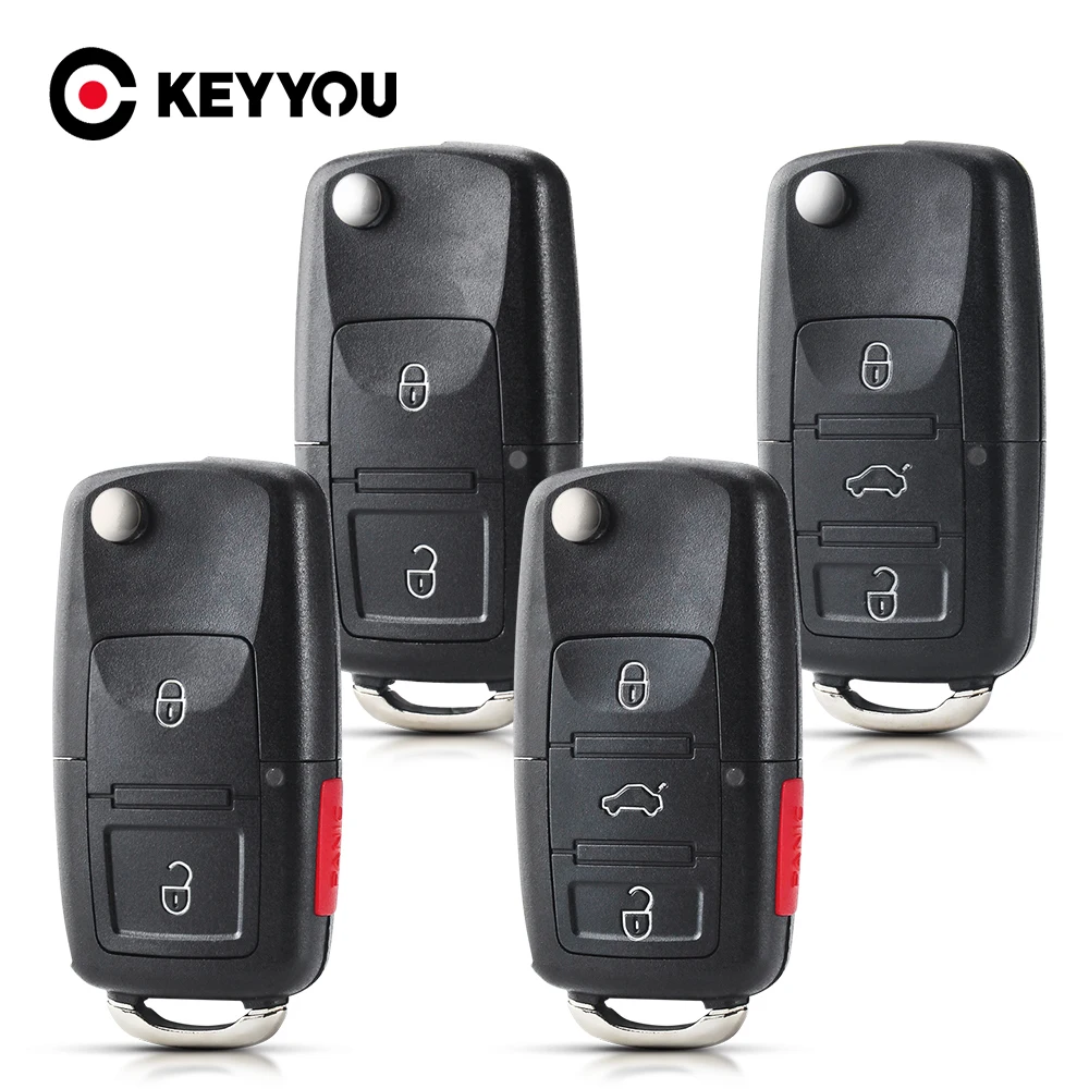 

KEYYOU 10PCS 2/3/4 Buttons Replacement Key Shell Case For VW Passat Polo Golf Touran Bora Ibiza Leon Octavia Fabia