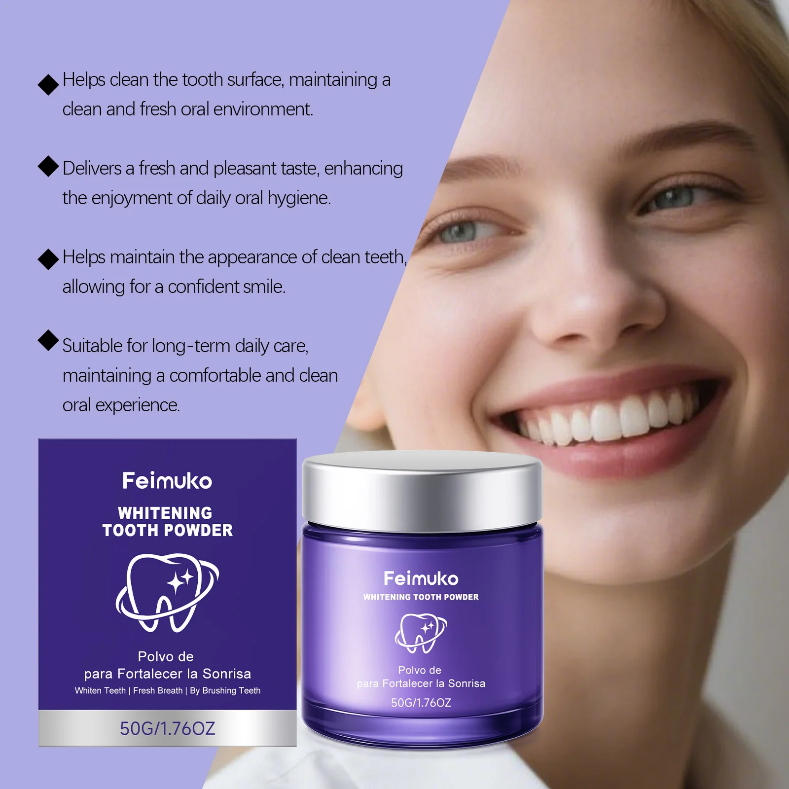 Whitening Tooth Powder Hydroxyapatite Deep Cleaning Removes Yellow Stains Fresh Breath Confident Smile Teeth Whiten Care Product